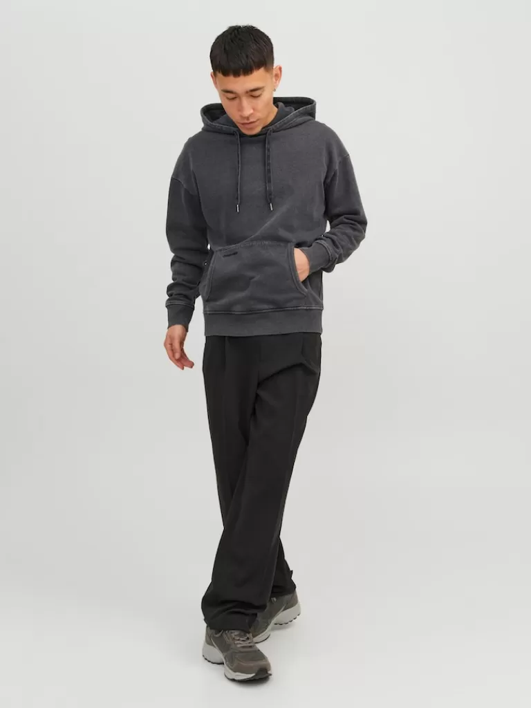 JACK&JONES DREW RELAXED FIT HOODIE Black-Men Sweatshirts &Hoodies