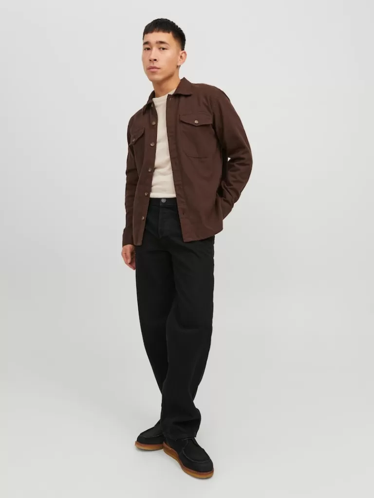 JACK&JONES EDDIE RELAXED FIT OVERSHIRT Seal Brown-Men Overshirts &Shackets | Outerwear | Shirts &Overshirts