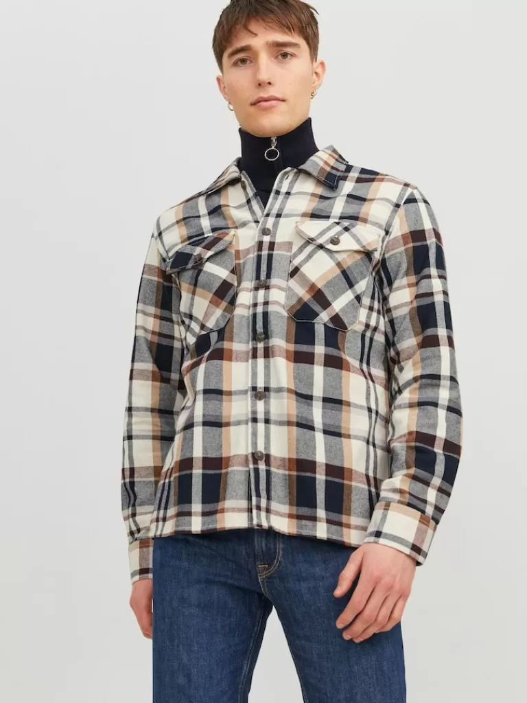 JACK&JONES EDDIE RELAXED FIT OVERSHIRT Cloud Dancer-Men Overshirts &Shackets | Outerwear | Shirts &Overshirts