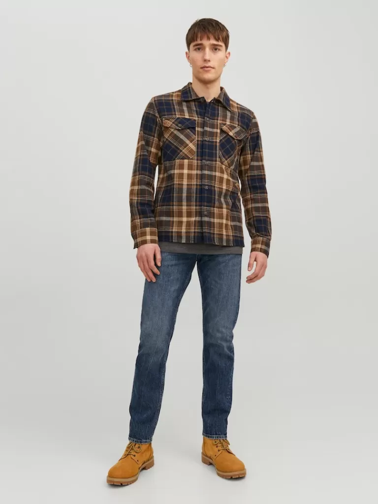 JACK&JONES EDDIE RELAXED FIT OVERSHIRT Otter-Men Overshirts &Shackets | Outerwear | Shirts &Overshirts