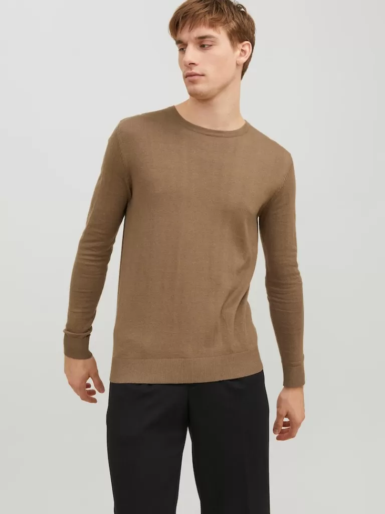 JACK&JONES EMIL CREW NECK SWEATER Otter-Men Sweaters &Cardigans