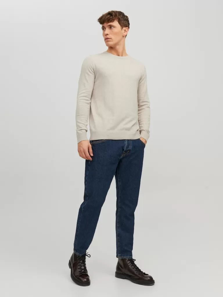 JACK&JONES EMIL CREW NECK SWEATER Oatmeal-Men Sweaters &Cardigans