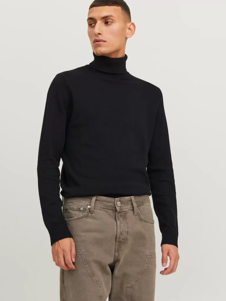 JACK&JONES EMIL ESSENTIAL SOLID TURTLENECK Black-Men Sweaters &Cardigans