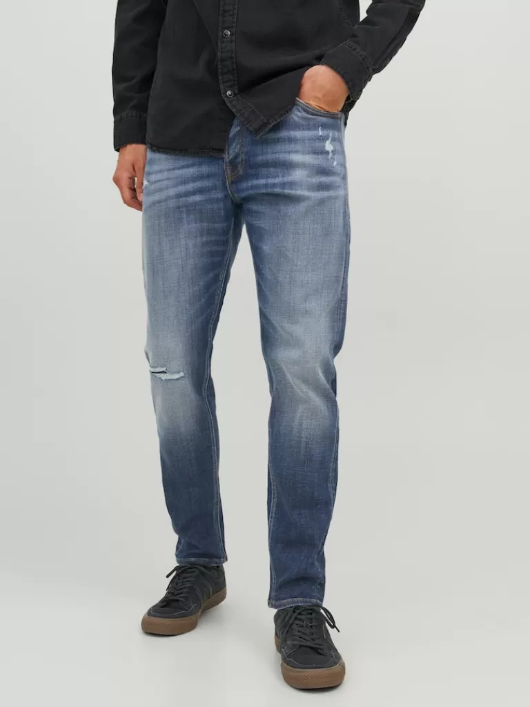 JACK&JONES ERIK 410 TAPERED FIT JEANS Blue Denim-Men Fashion Jeans | Jeans