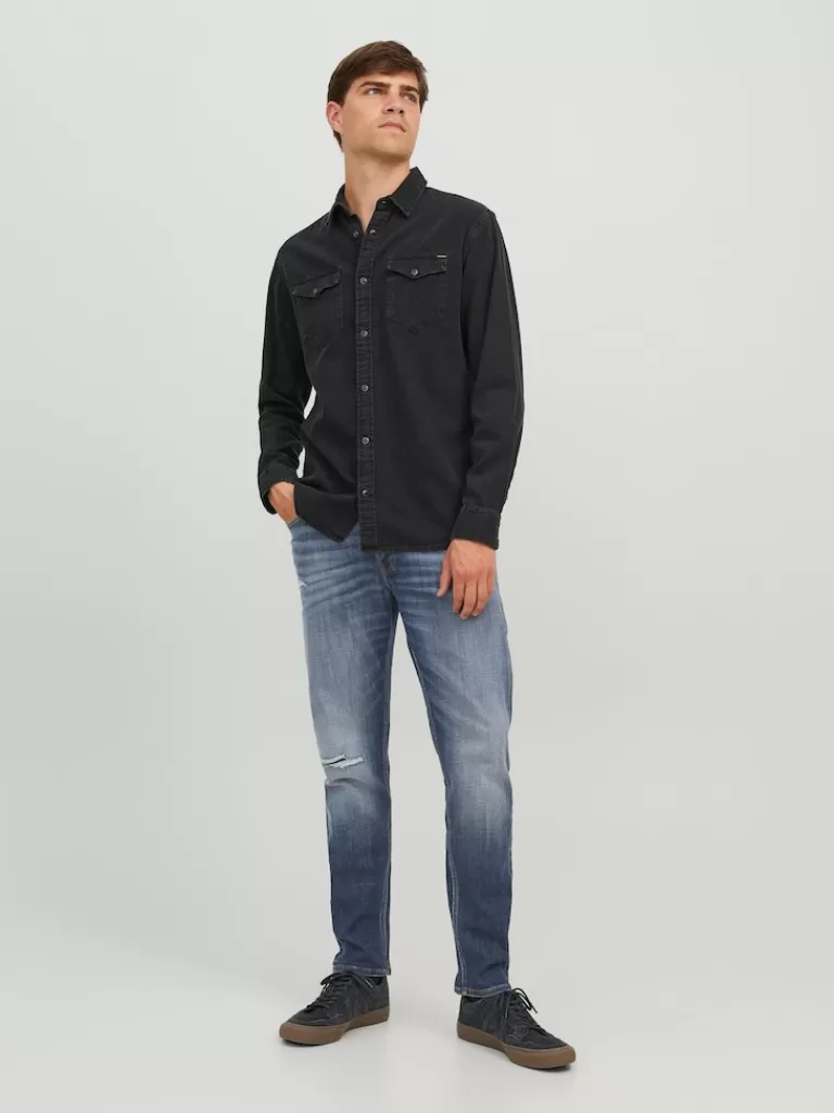 JACK&JONES ERIK 410 TAPERED FIT JEANS Blue Denim-Men Fashion Jeans | Jeans