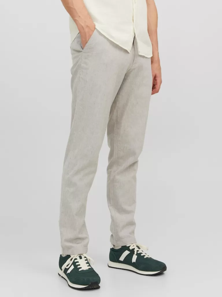 JACK&JONES FINAL SALE - ACE PALMA LINEN-BLEND CHINO PANTS Wrought Iron-Men Pants