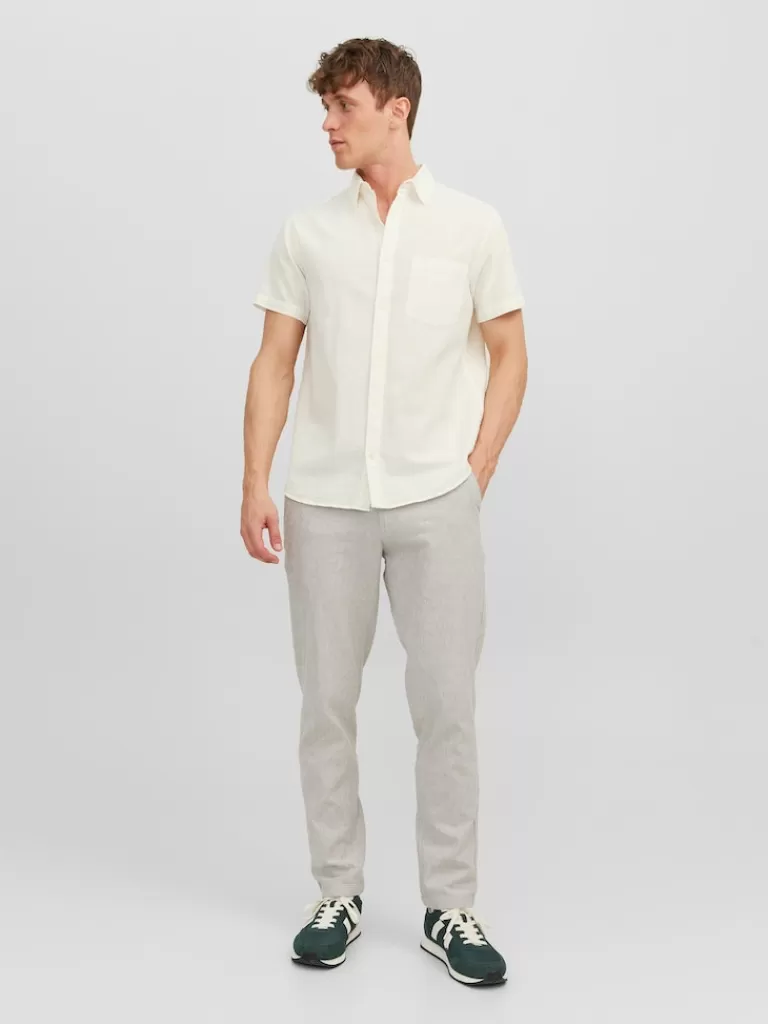 JACK&JONES FINAL SALE - ACE PALMA LINEN-BLEND CHINO PANTS Wrought Iron-Men Pants