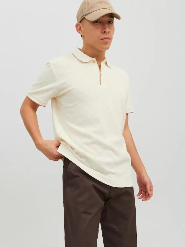 JACK&JONES FINAL SALE - CLIFFORD SHORT SLEEVE POLO White Pepper-Men Polos