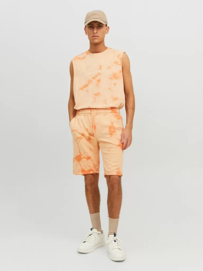 JACK&JONES FINAL SALE - COPENHAGEN TIE DYE RELAXED FIT TANK TOP Pumpkin-Men T-shirts