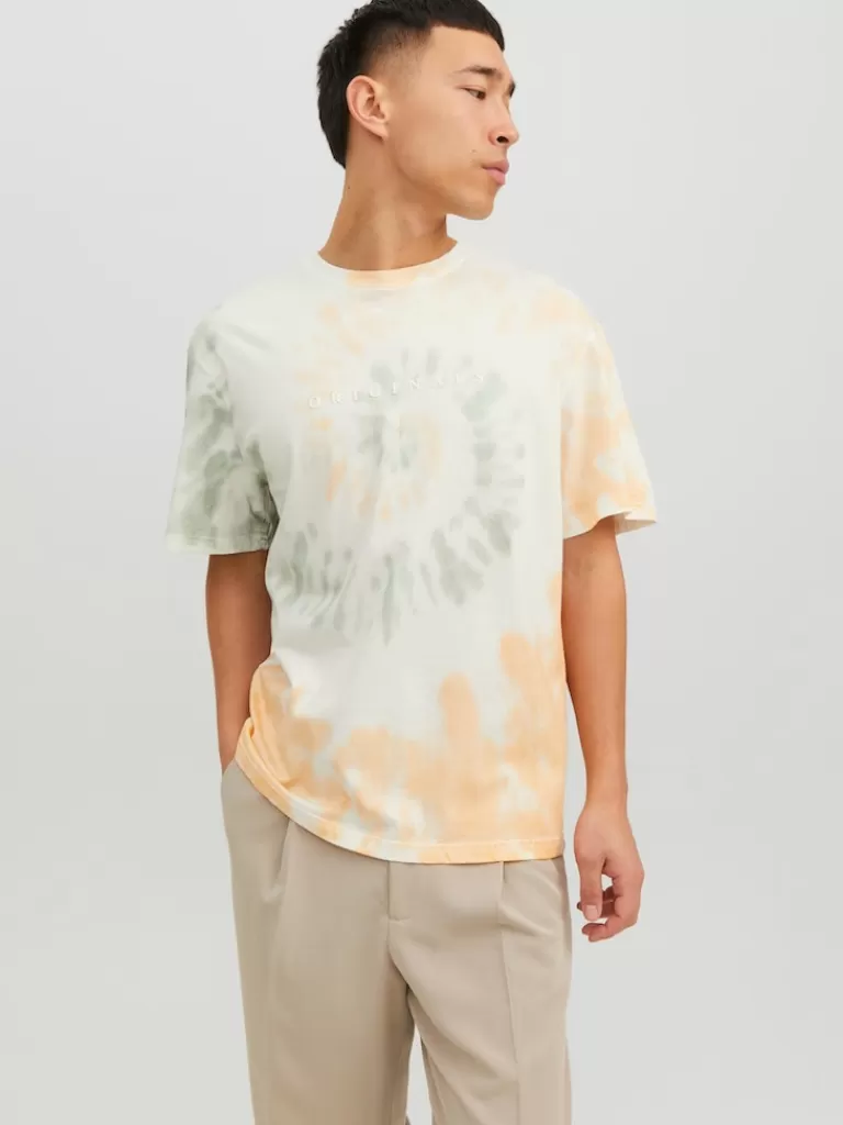 JACK&JONES FINAL SALE - COPENHAGEN TIE DYE RELAXED FIT T-SHIRT White-Men T-shirts