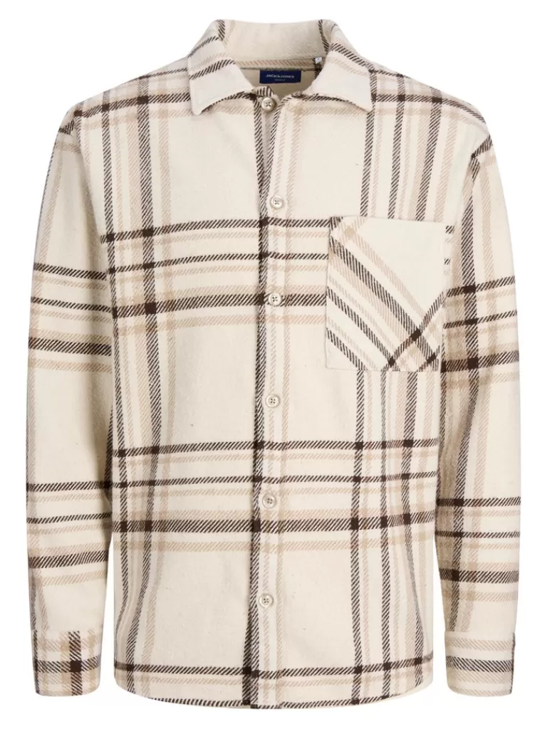 JACK&JONES FINAL SALE - DENNIS RELAXED FIT PLAID SHIRT Seal Brown-Men Shirts &Overshirts