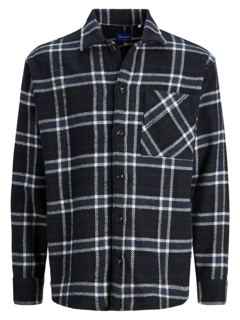 JACK&JONES FINAL SALE - DENNIS RELAXED FIT PLAID SHIRT Navy Blazer-Men Shirts &Overshirts