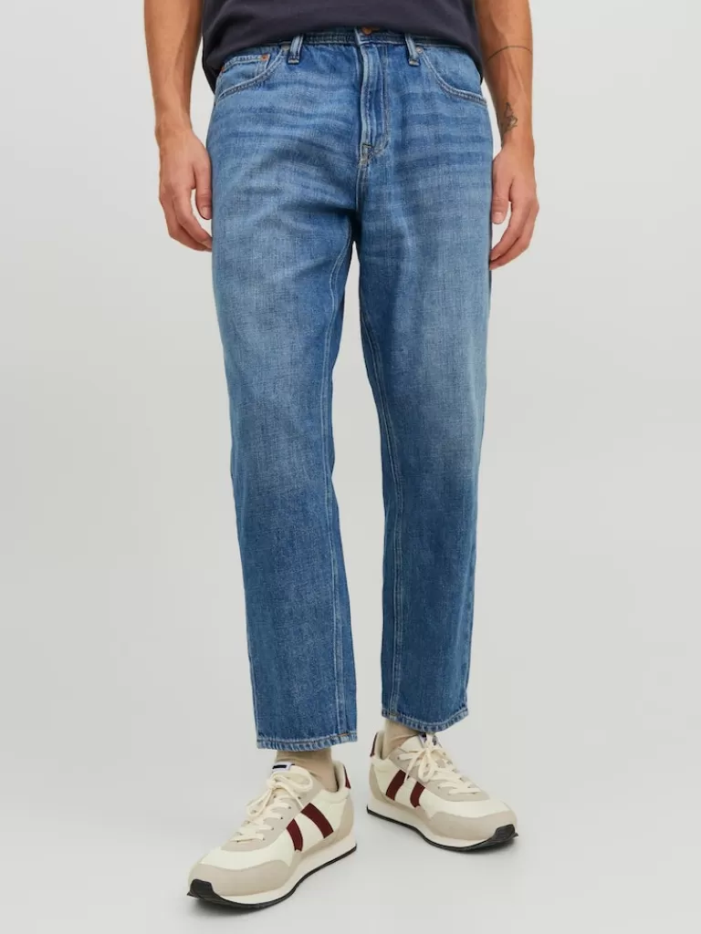 JACK&JONES FINAL SALE - FRANK 364 TAPERED CROPPED FIT JEANS Blue Denim-Men Fashion Jeans | Jeans