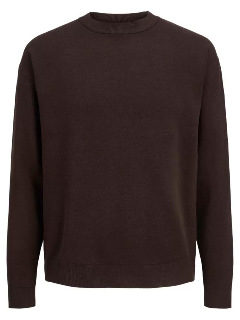 JACK&JONES FINAL SALE - KEEGAN SWEATER Seal Brown-Men Sweaters &Cardigans