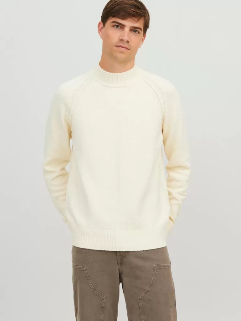 JACK&JONES FINAL SALE - LUCAS MOCK NECK SWEATER White-Men Sweaters &Cardigans