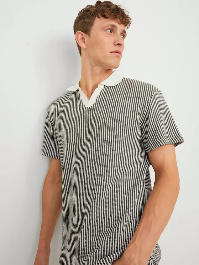 JACK&JONES FINAL SALE - MATS RELAXED FIT STRIPED POLO Khaki-Men Polos