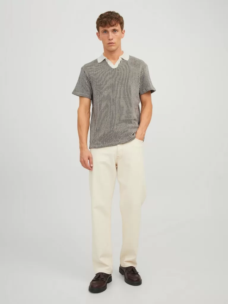 JACK&JONES FINAL SALE - MATS RELAXED FIT STRIPED POLO Khaki-Men Polos