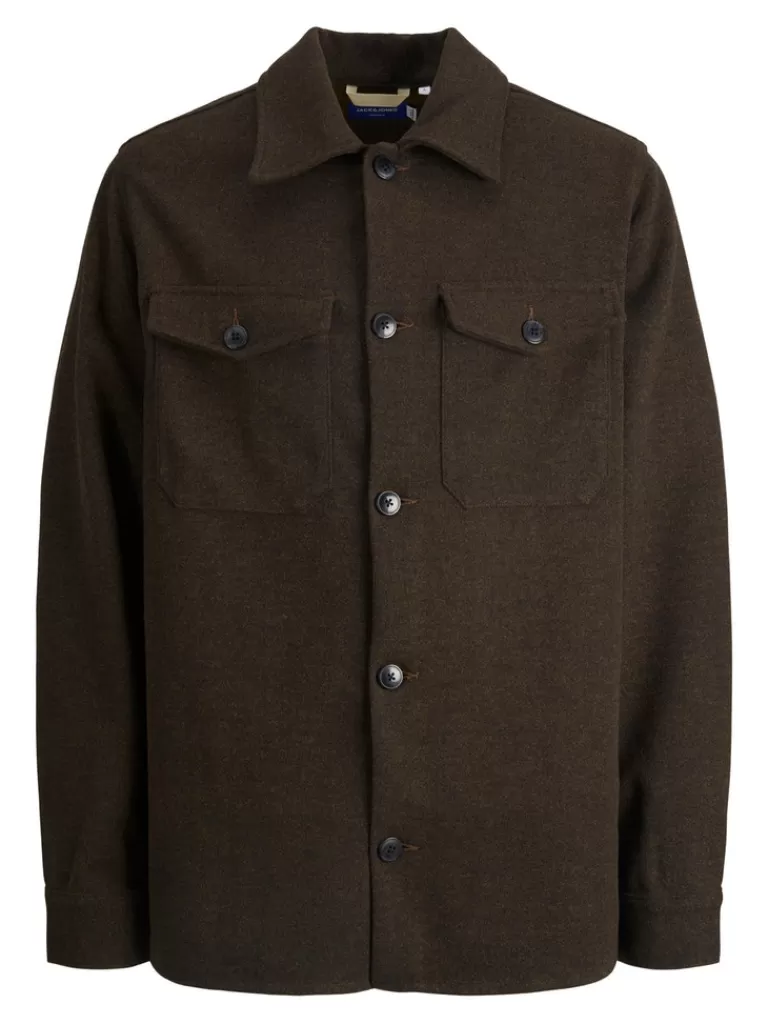 JACK&JONES FINAL SALE - OLLIE OVERSHIRT Seal Brown-Men Overshirts &Shackets | Outerwear | Shirts &Overshirts