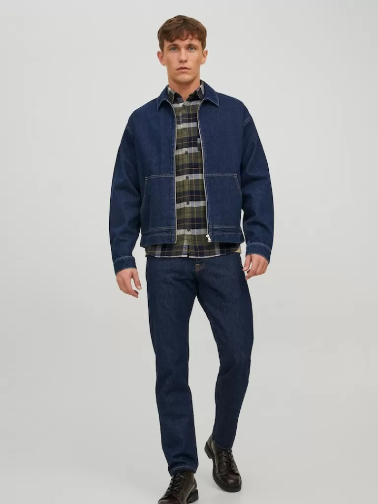 JACK&JONES FINAL SALE - OWEN PLAID SHIRT Olive Night-Men Shirts &Overshirts