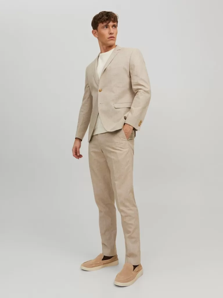 JACK&JONES FINAL SALE - RIVIERA LINEN-BLEND PANTS Petrified Oak-Men Pants