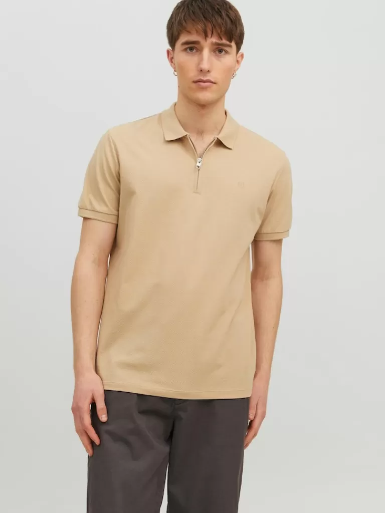 JACK&JONES FINAL SALE - SCOTT HALF-ZIP POLO White Pepper-Men Polos