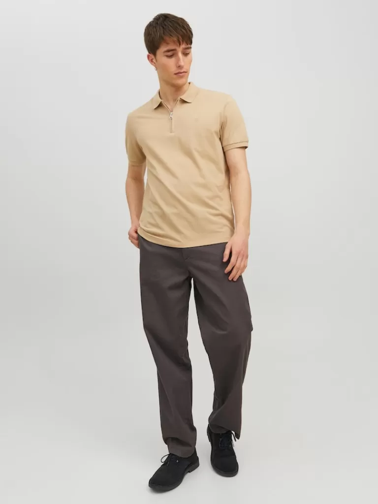 JACK&JONES FINAL SALE - SCOTT HALF-ZIP POLO White Pepper-Men Polos