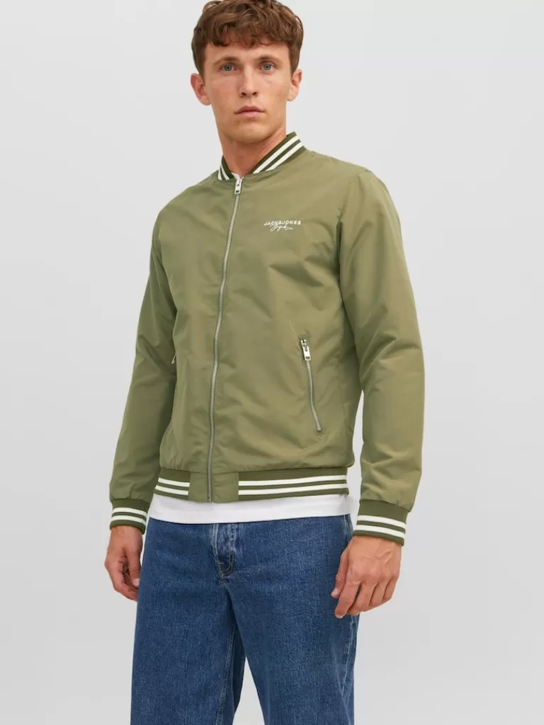 JACK&JONES FINAL SALE - SPLASH BOMBER JACKET Dusty Olive-Men Jackets | Transitional weather | Lightweight | Outerwear | Jackets &Coats