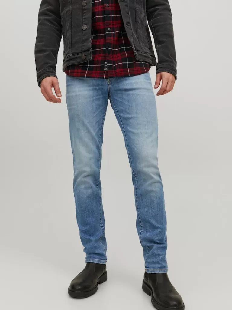 JACK&JONES FINAL SALE - TIM 074 SLIM STRAIGHT FIT JEANS Blue Denim-Men Tim - Slim Straight Fit | Jeans