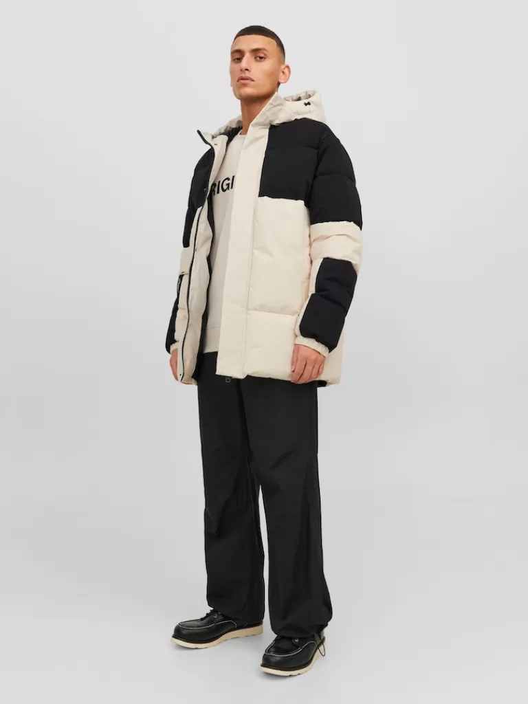 JACK&JONES FORCE HOODED PUFFER JACKET Moonbeam-Men Jackets | Puffer Jackets | Warm | Outerwear | Jackets &Coats