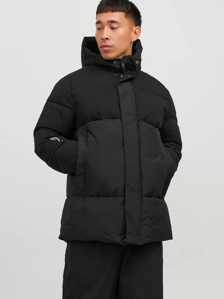 JACK&JONES FORCE HOODED PUFFER JACKET Black-Men Jackets | Puffer Jackets | Warm | Outerwear | Jackets &Coats