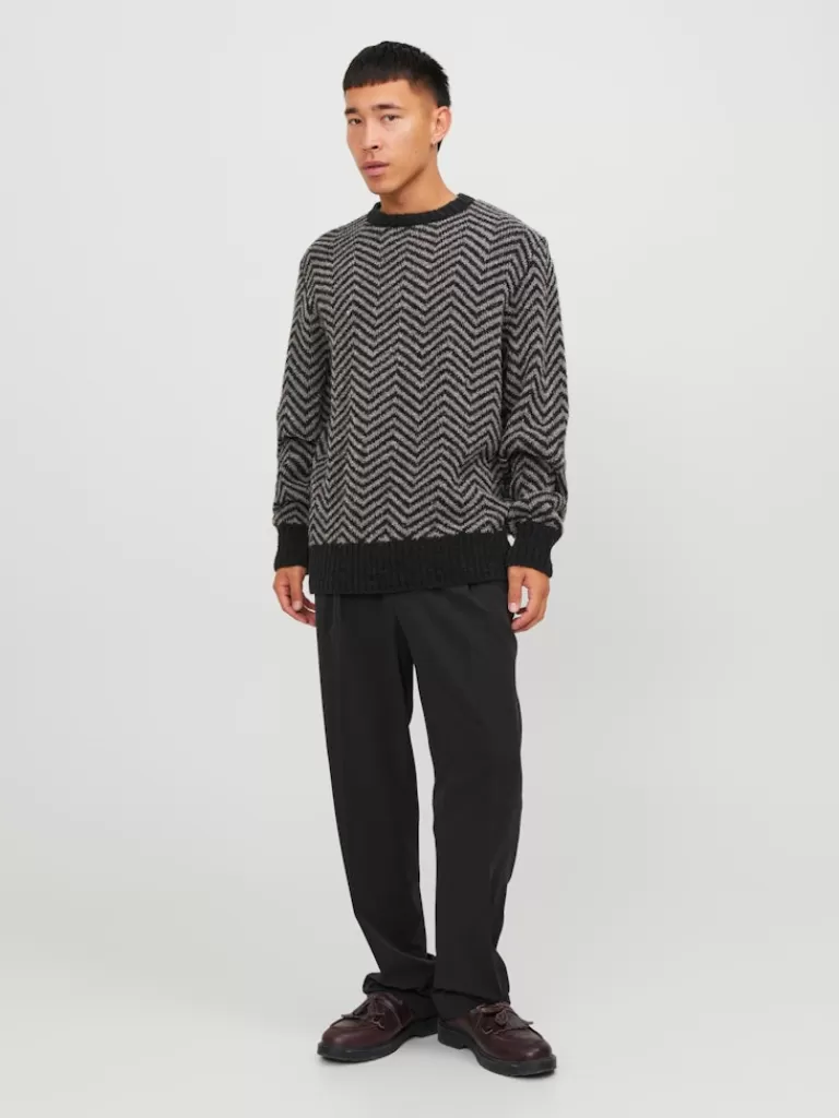 JACK&JONES FREDDY RELAXED FIT SWEATER Ghost Gray-Men Sweaters &Cardigans