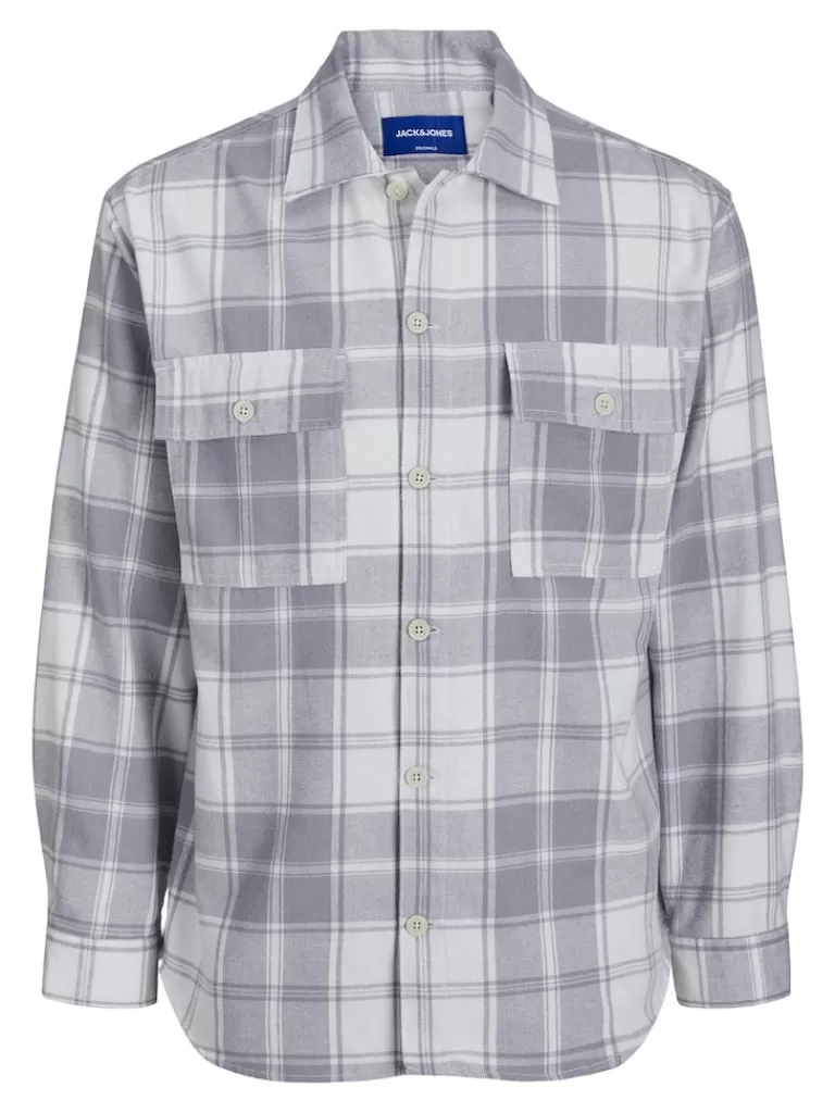 JACK&JONES FRI RELAXED FIT PLAID OVERSHIRT Cloud Dancer-Men Overshirts &Shackets | Outerwear | Shirts &Overshirts