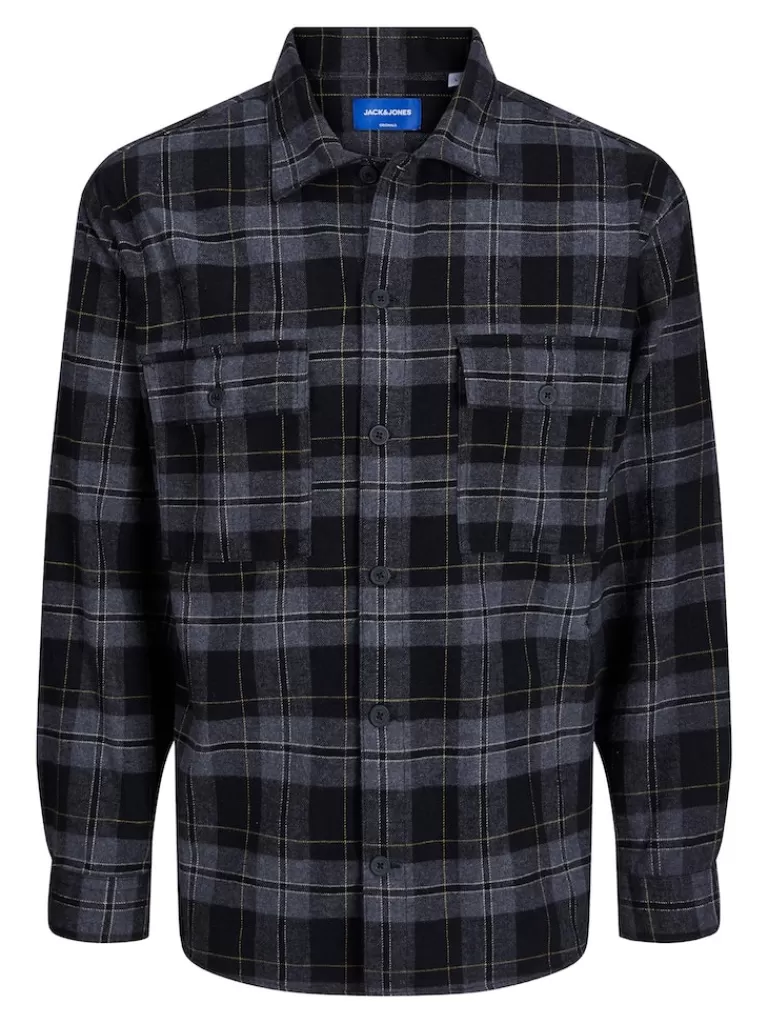 JACK&JONES FRI RELAXED FIT PLAID OVERSHIRT Black-Men Overshirts &Shackets | Outerwear | Shirts &Overshirts