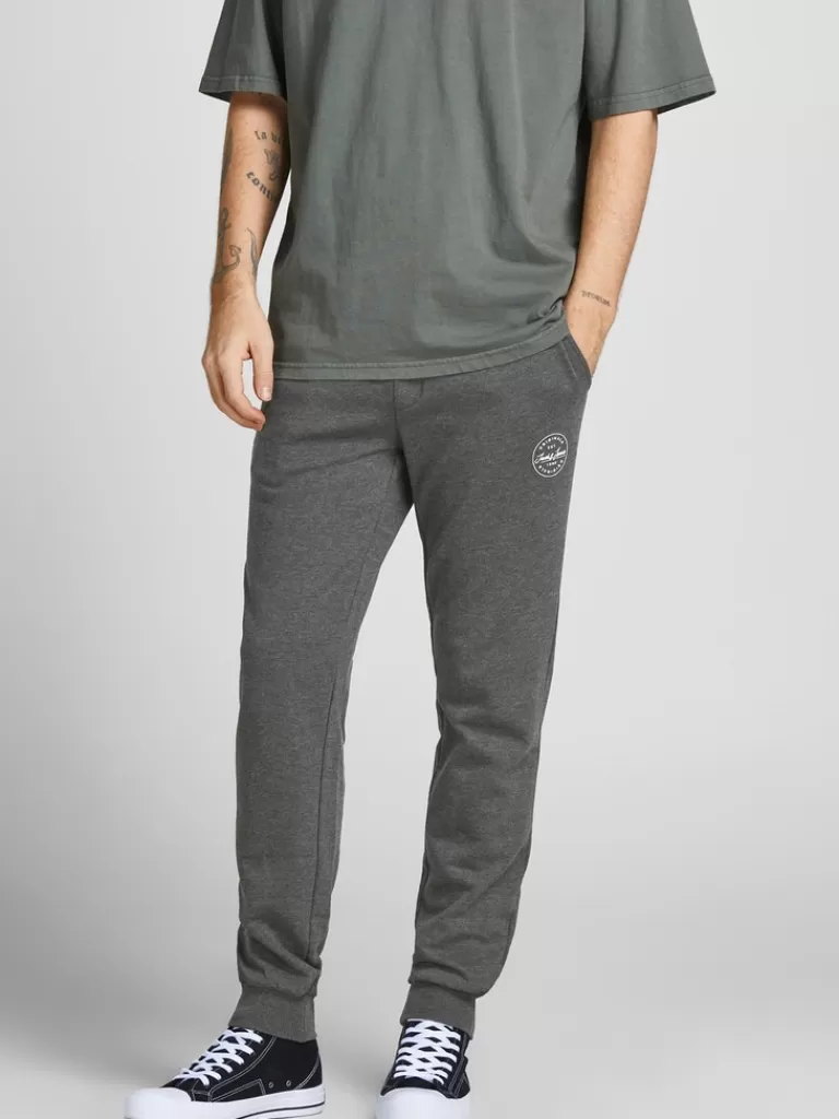 JACK&JONES GORDON SHARK SWEATPANTS Dark Grey Melange-Men Pants