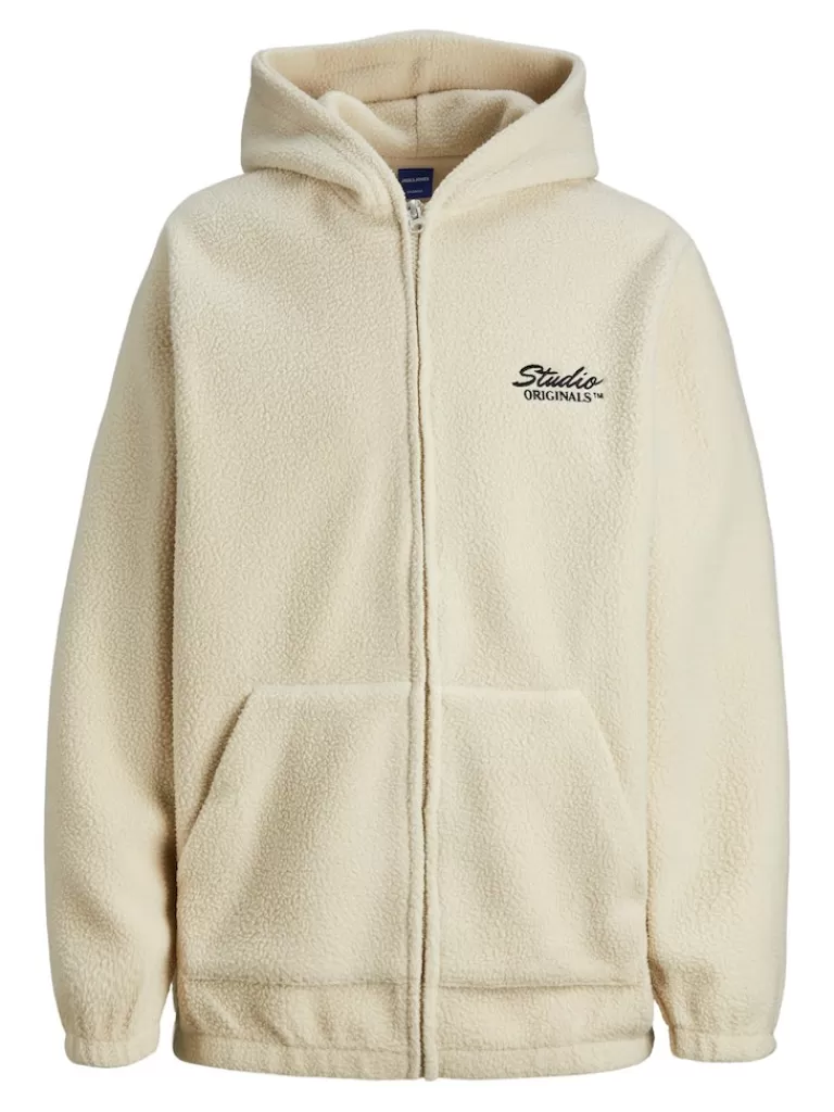 JACK&JONES HAYS FLEECE ZIP HOODIE Oatmeal-Men Sweatshirts &Hoodies