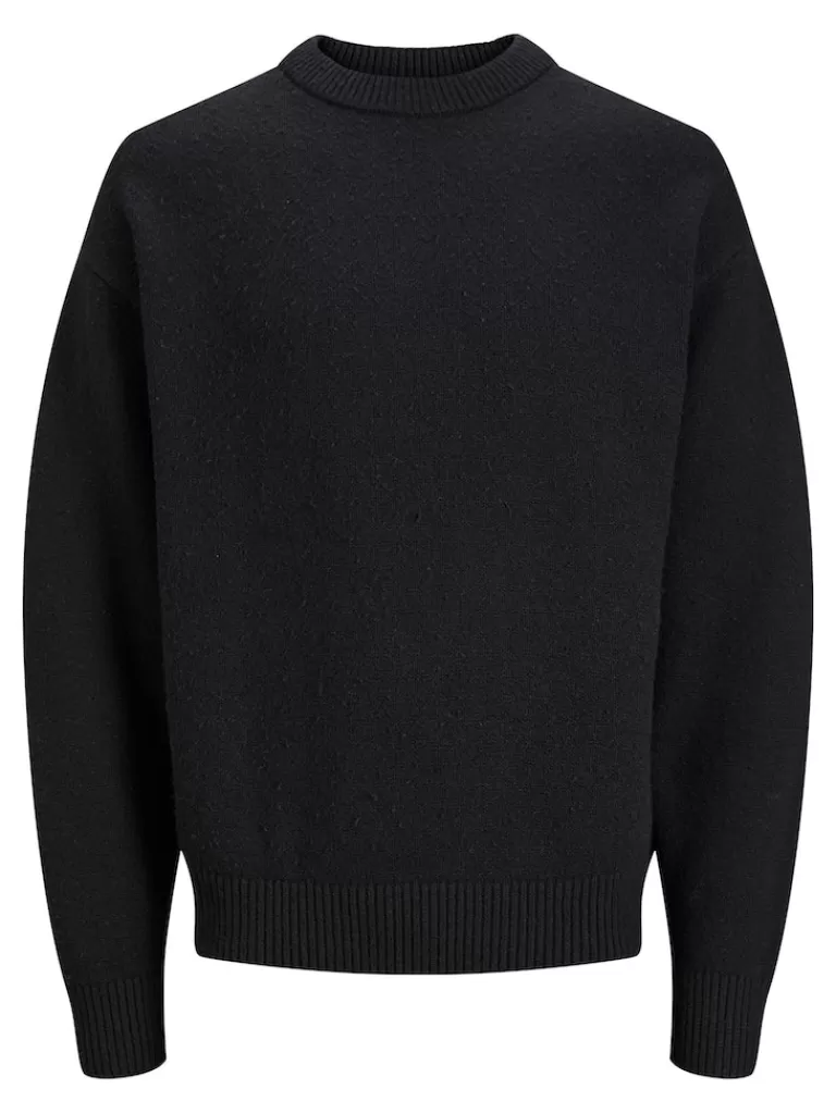 JACK&JONES HAYS LOOSE FIT CREW NECK SWEATER Black-Men Sweaters &Cardigans