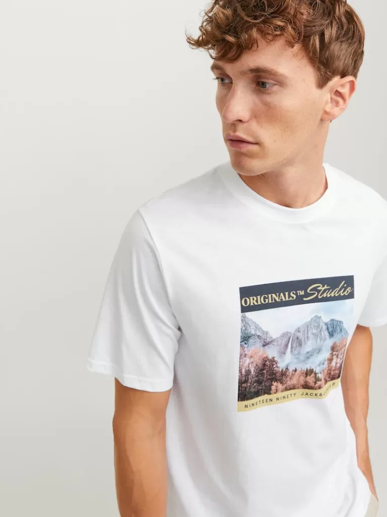 JACK&JONES HAYS PRINT T-SHIRT Bright White-Men T-shirts