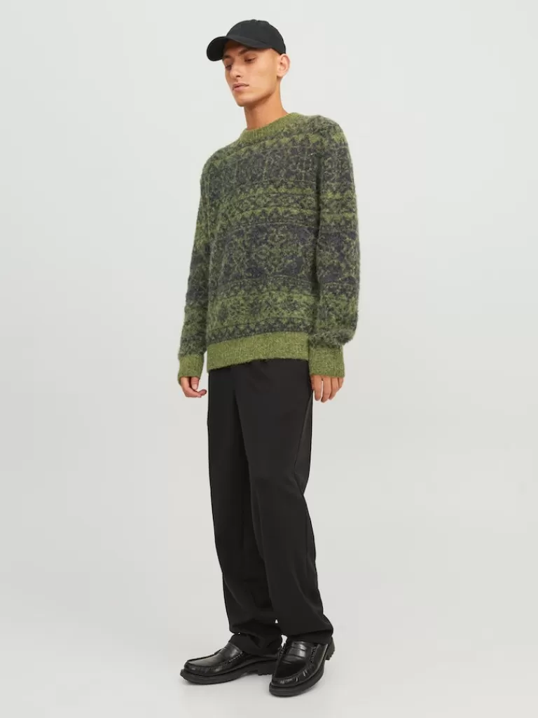 JACK&JONES HERITAGE JACQUARD SWEATER Dried Herb-Men Sweaters &Cardigans