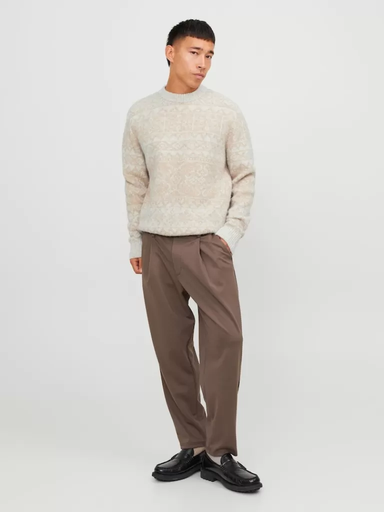 JACK&JONES HERITAGE JACQUARD SWEATER Silver Lining-Men Sweaters &Cardigans