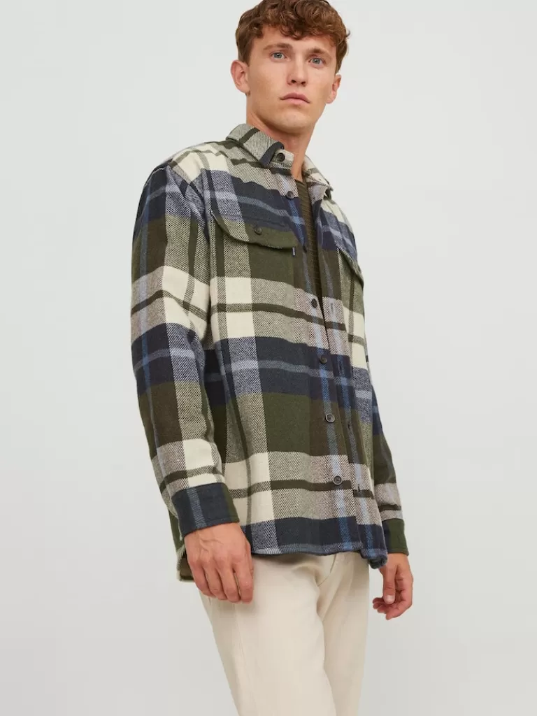 JACK&JONES HERITAGE WOOL-BLEND OVERSHIRT Green Gables-Men Overshirts &Shackets | Outerwear | Shirts &Overshirts