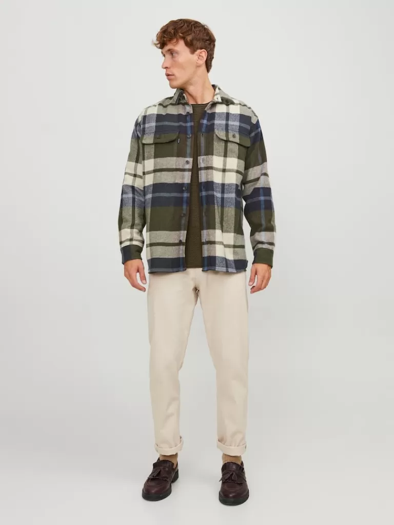 JACK&JONES HERITAGE WOOL-BLEND OVERSHIRT Green Gables-Men Overshirts &Shackets | Outerwear | Shirts &Overshirts