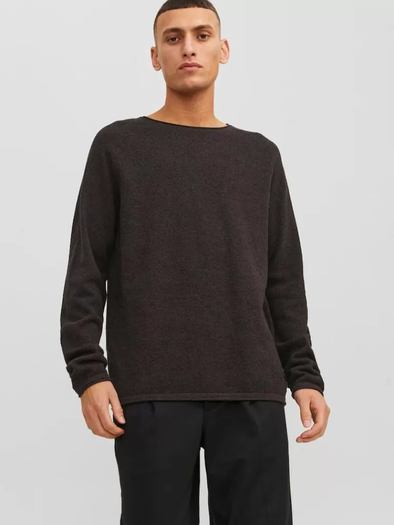 JACK&JONES HILL SWEATER Seal Brown-Men Sweaters &Cardigans