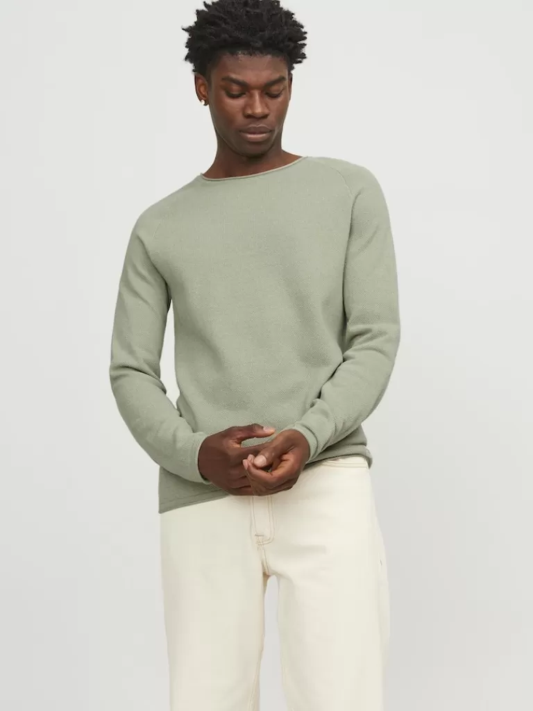 JACK&JONES HILL SWEATER Desert Sage-Men Sweaters &Cardigans