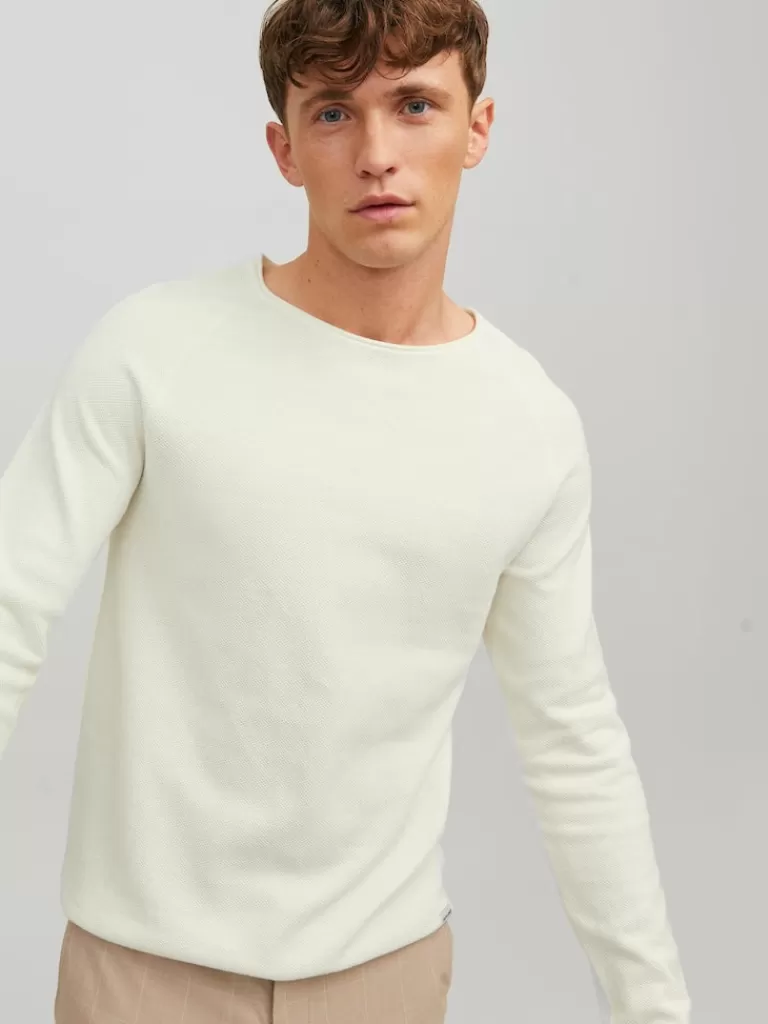 JACK&JONES HILL SWEATER Cloud Dancer-Men Sweaters &Cardigans