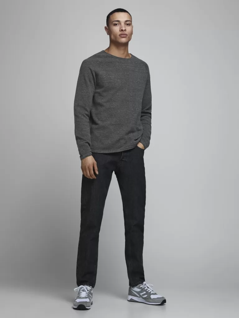 JACK&JONES HILL SWEATER Dark Grey Melange-Men Sweaters &Cardigans