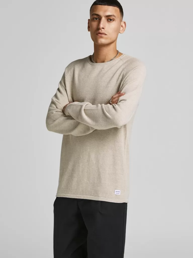 JACK&JONES HILL SWEATER Oatmeal-Men Sweaters &Cardigans