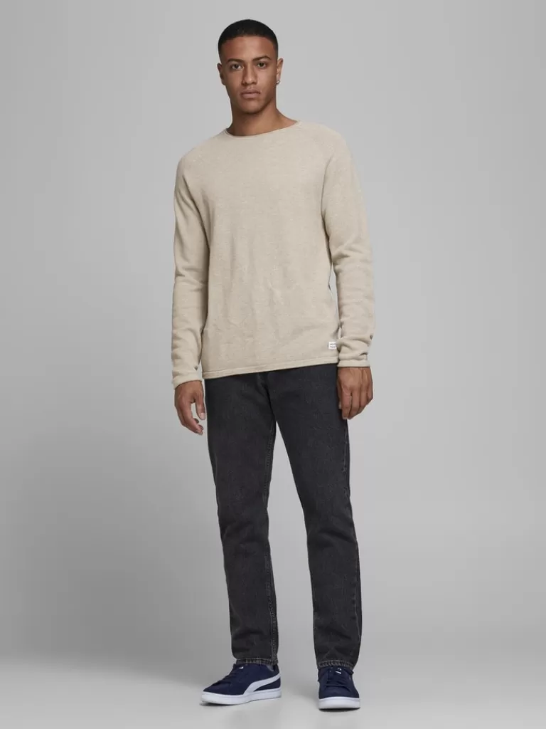 JACK&JONES HILL SWEATER Oatmeal-Men Sweaters &Cardigans