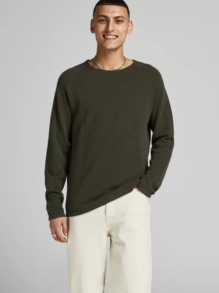 JACK&JONES HILL SWEATER Olive Night-Men Sweaters &Cardigans