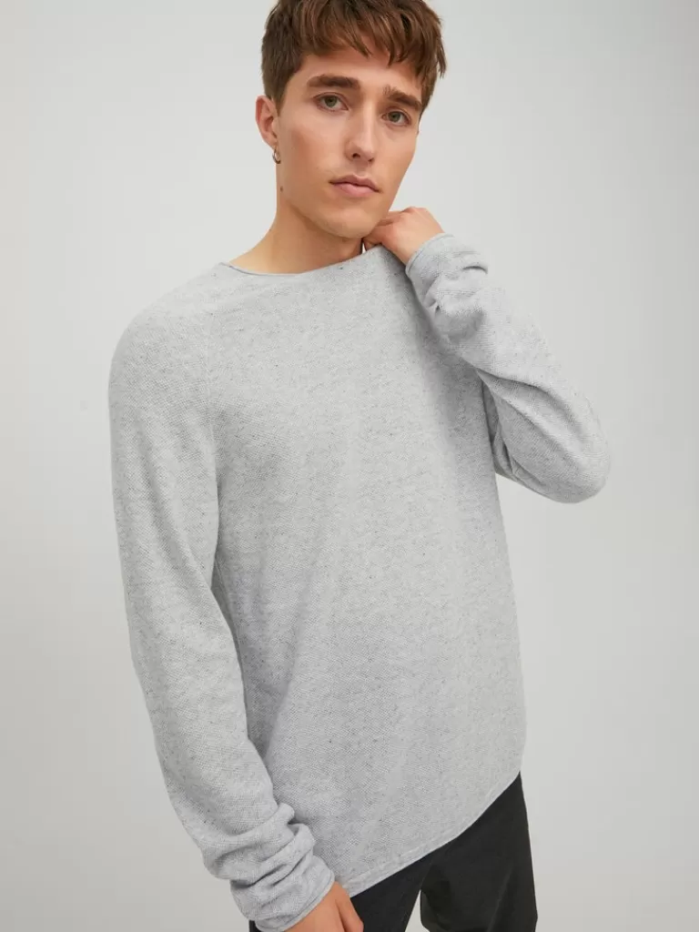 JACK&JONES HILL SWEATER Light Grey Melange-Men Sweaters &Cardigans