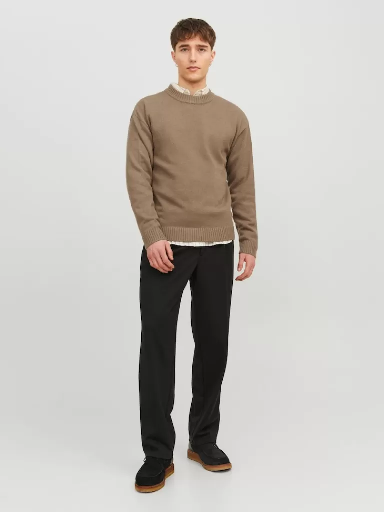 JACK&JONES JACK RELAXED FIT SWEATER Otter-Men Sweaters &Cardigans